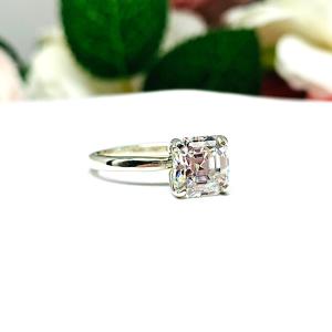 Asscher Moissanite Gold Engagement Ring - Authentic stones - FREE UPS 3RD DAY