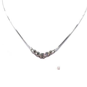 Five Stone Round CZ Pendant Necklace - Sterling silver V style chevron necklace- 6A quality near colorless cubic zirconia