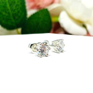 Round Cubic Zirconia 6 Prong Stud Earrings