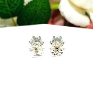 Old European Cut Cubic Zirconia 6 Prong Stud Earrings 6.5mm 2 Carats