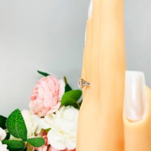 Asscher 8mm CZ 10k White Gold Engagement Ring Cathedral Setting