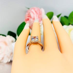 Asscher 8mm CZ 10k White Gold Engagement Ring Cathedral Setting