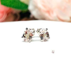 Peach Morganite Oval Stud Earrings Natural 7x5mm Sterling Silver CLEARANCE
