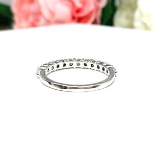 Round Cubic Zirconia Wedding Band – 2.5mm, 12-Stone, Sterling Silver