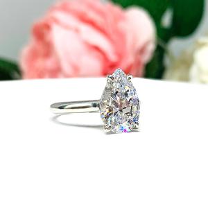 Pear-Cut CZ Engagement Ring • 12x8mm, Sterling Silver, Size 6