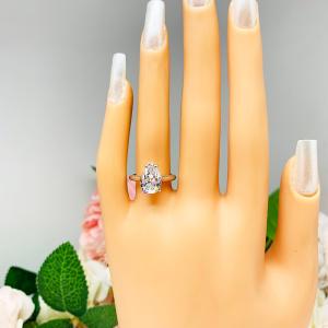 Pear-Cut CZ Engagement Ring • 12x8mm, Sterling Silver, Size 6