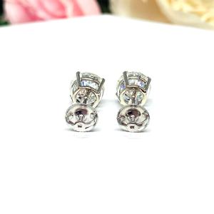Moissanite 14k Gold Stud Earrings - Authentic round moissanites - Solid gold screw back settings - FREE 3RD DAY UPS