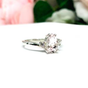 Genuine Pastel Pink Morganite with Moissanite Accents Ring Size 5.25 FINAL SALE