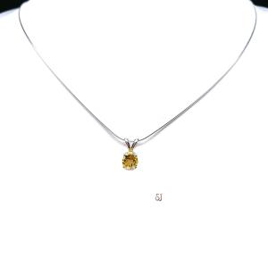 Golden Citrine Round Pendant Sterling Silver Necklace 6mm Natural November Birthstone