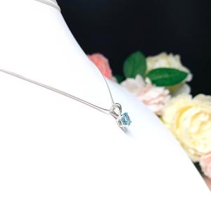 Sky Blue Topaz Pendant Sterling Silver Necklace Round 6mm March Birthstone Alternative Pendant