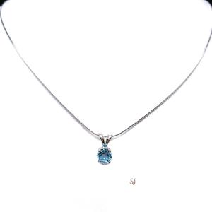 Sky Blue Topaz Pendant Sterling Silver Necklace Round 6mm March Birthstone Alternative Pendant
