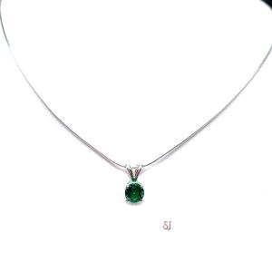 Lab Created Emerald Pendant - 6mm round - Sterling silver necklace - May birthstone gift