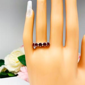 Lab Created Ruby 5 Stone Sterling Silver Ring July Birthstone Round 4mm Size 7 FINAL SALE