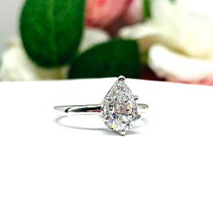 Pear Cubic Zirconia 6 Prong Engagement Ring