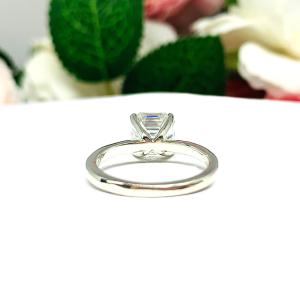 Asscher Moissanite Gold Engagement Ring - Authentic stones - FREE UPS 3RD DAY