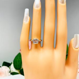 Asscher Moissanite Gold Engagement Ring - Authentic stones - FREE UPS 3RD DAY