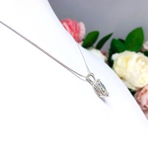 Marquise CZ Pendant Necklace -  6A quality near colorless CZ - Sterling silver setting - Sterling silver chain