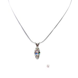 Marquise CZ Pendant Necklace -  6A quality near colorless CZ - Sterling silver setting - Sterling silver chain
