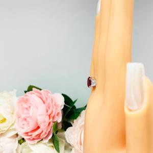 Lab Created Ruby Oval CZ Trillion Ring Lower Profile Sterling Silver