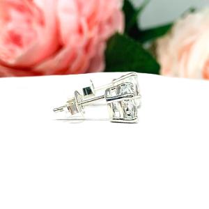 Natural White Topaz Oval Stud Earrings