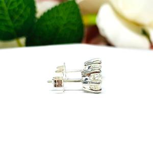 Round Near Colorless Cubic Zirconia 6 Prong Stud Earrings