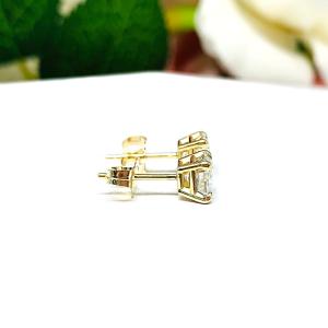 Asscher Moissanite 14k Gold Stud Earrings - Authentic stones - Solid gold settings - FREE 3RD DAY UPS