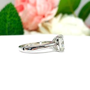 Asscher 8mm CZ 10k White Gold Engagement Ring Cathedral Setting