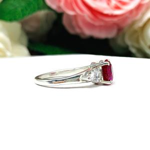Lab Created Ruby 8mm Round Ring Pear CZ Accents Sterling Silver