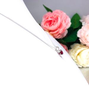 Round Lab Ruby Pendant -  Sterling silver necklace -Four size options - July Birthstone gift