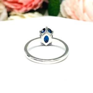 Lab Blue Sapphire Oval 6 Prong Ring