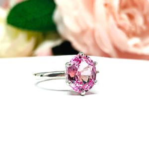 Lab Pink Sapphire Oval Ring