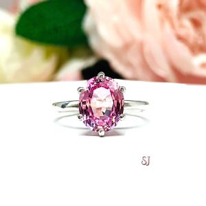 Lab Pink Sapphire Oval Ring