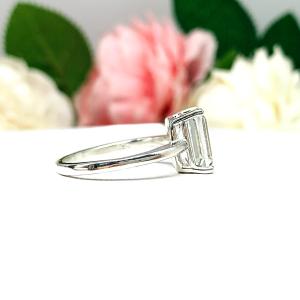 Natural White Topaz Emerald Cut Ring
