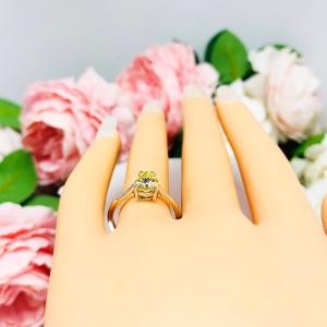 Canary Yellow Pear-Cut CZ Engagement Ring • 9x6mm, Sterling Silver, Size 7
