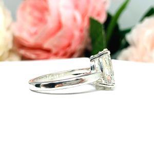 Pear Near Colorless 12x8mm Cubic Zirconia Wide Band Engagement Ring