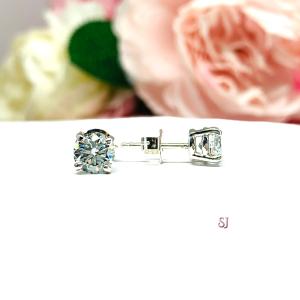 Round Steel Blue Moissanite Sterling Silver Stud Earrings Authentic