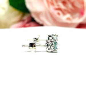 Round Steel Blue Moissanite Sterling Silver Stud Earrings Authentic
