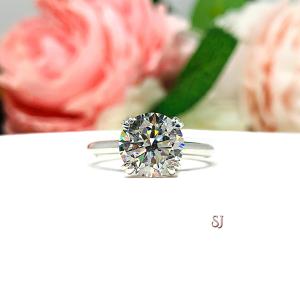 Round 9mm Cubic Zirconia Split Prong Sterling Silver Engagement Ring
