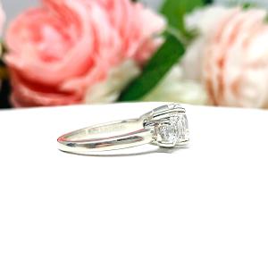 Lab White Sapphire Round Three Stone Engagement Ring