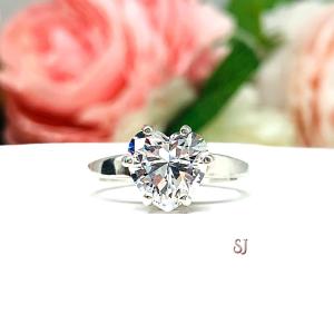 Heart Cubic Zirconia Six Prong Engagement Ring