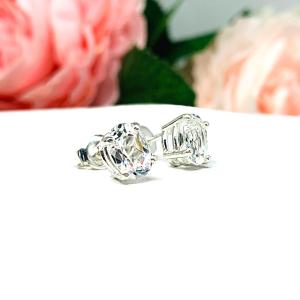 Natural White Topaz Oval Stud Earrings