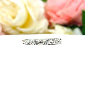 Natural White Topaz Sterling Silver Band - 2.5mm round gemstones - Alternative wedding or anniversary ring
