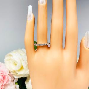 Natural White Topaz Sterling Silver Band - 2.5mm round gemstones - Alternative wedding or anniversary ring