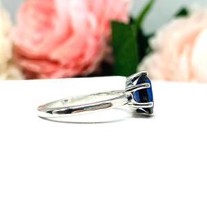 Lab Blue Sapphire Oval 6 Prong Ring