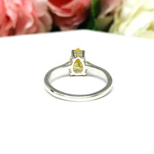 Canary Yellow Pear-Cut CZ Engagement Ring • 9x6mm, Sterling Silver, Size 7