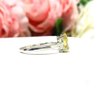 Canary Yellow Pear-Cut CZ Engagement Ring • 9x6mm, Sterling Silver, Size 7