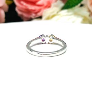 February Amethyst and November Citrine Two Stone Mother Family Birthstone Ring 4mm Round SIZE 6 FINAL SALE