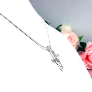 Marquise Cubic Zirconia Cross Pendant With Optional Chain