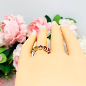 Autumn Colors Ring Five Stone 4mm Round Natural Gemstone