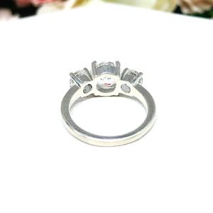 Lab White Sapphire Round Three Stone Engagement Ring